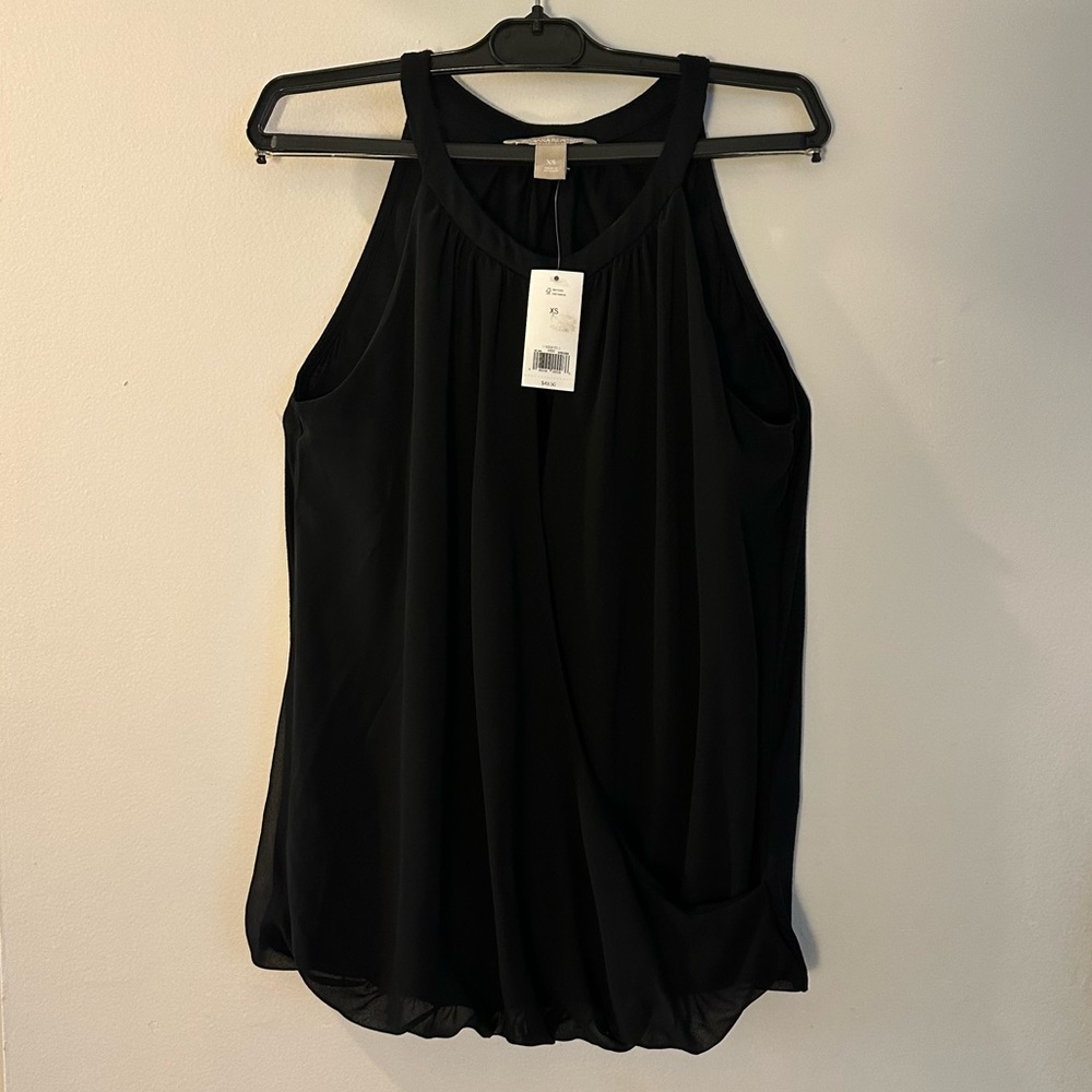 NWT Banana Republic Mixed Media Blouse Black Size XS